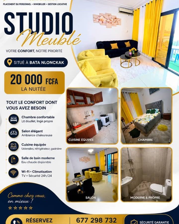 beau studio à louer à bata nlonckak