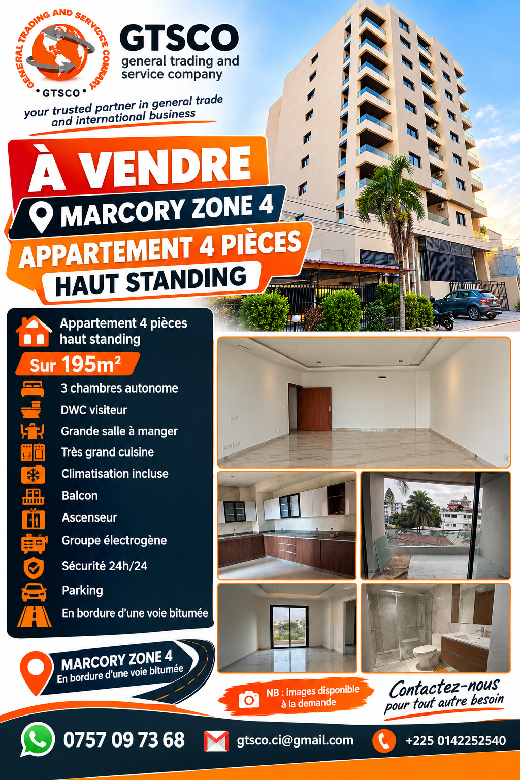 À vendre marcory zone 4 appartement haut standing 4 pièces 