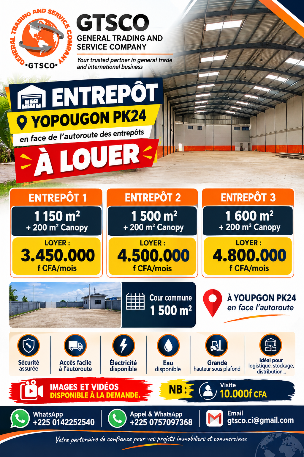 Entrepôt, Yopougon PK24 des entrepôts neuf en location en face de l'autoroute 